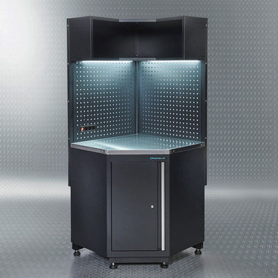Steel Combo Cabinet: SS Top, 300kg Load, LED, Sockets for Auto Shop/Garage/Workshop
