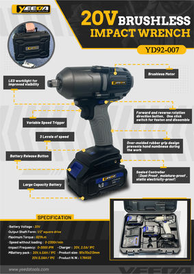 20V Brushless Impact Wrench (821N.m): High Torque for Auto/Construction/Home Use